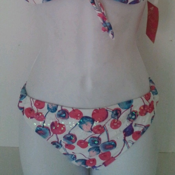 Candies Women Swim Bikini 2 Pc Set Halter Push-Up - Picture 2 of 3